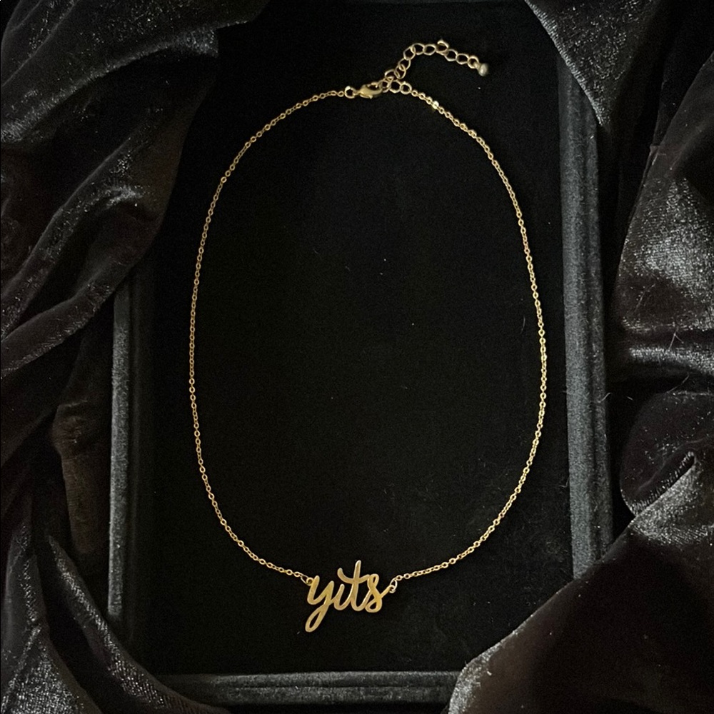 Delicate Gold Chain Necklace with Text Pendant
